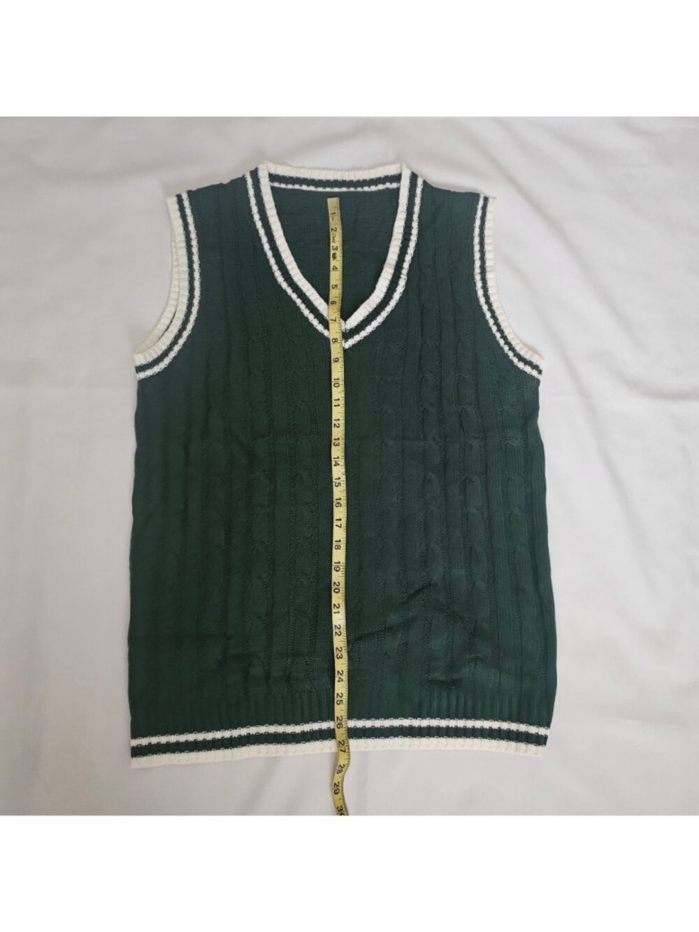 Manfinity Unisex Adult Dark Green Cable Knit V-Neck Sweater Vest Size‎ Large - Picture 9 of 16